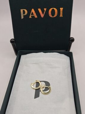 NEW PAVOI Gold Hoop Huggie Earrings